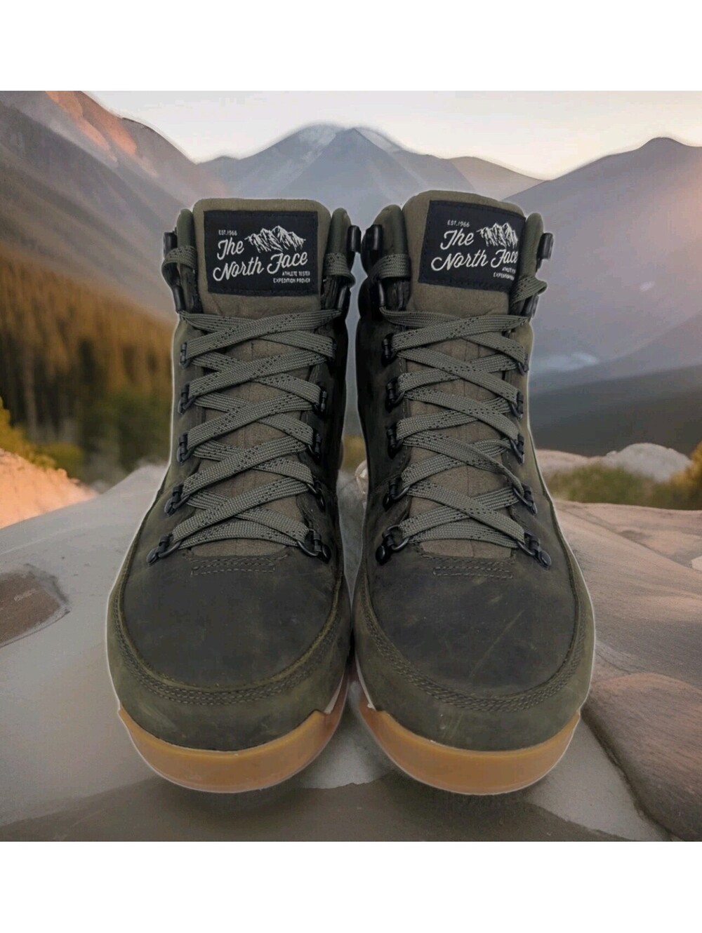 The North Face Back To Berkeley Redux Leather Hiking Boots Mens 10 Army Grn Camo - Picture 4 of 12